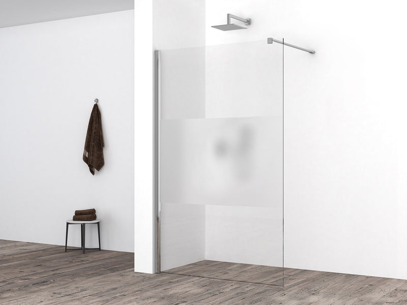 Comfort inloopdouche 1200 x 2000 x 10 mm nano helder glas met melkglas middenband/chroom