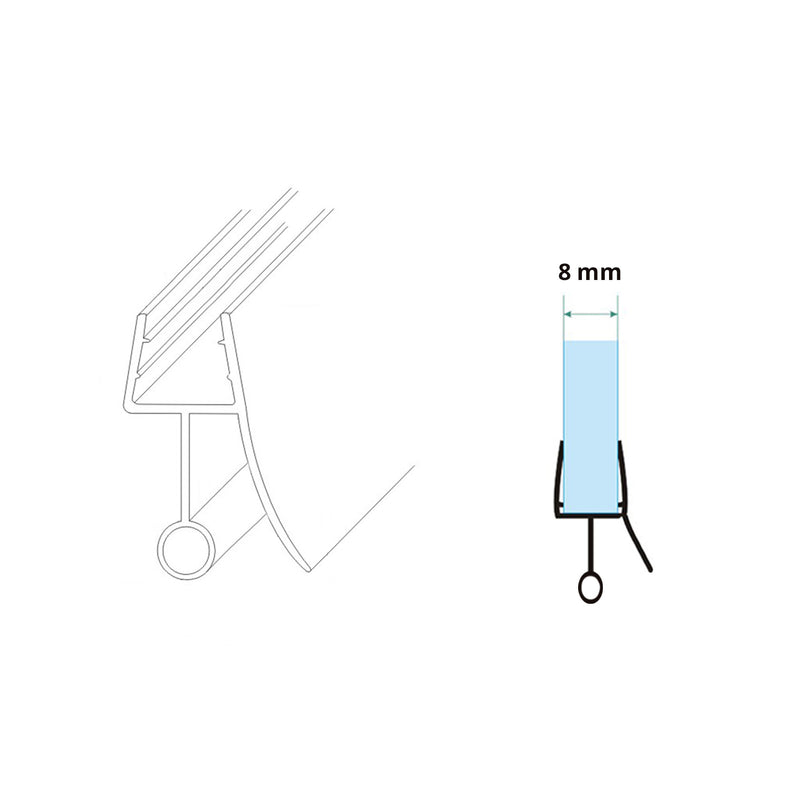 Rubber strip tbv onderzijde 1/4 rond enkele deur