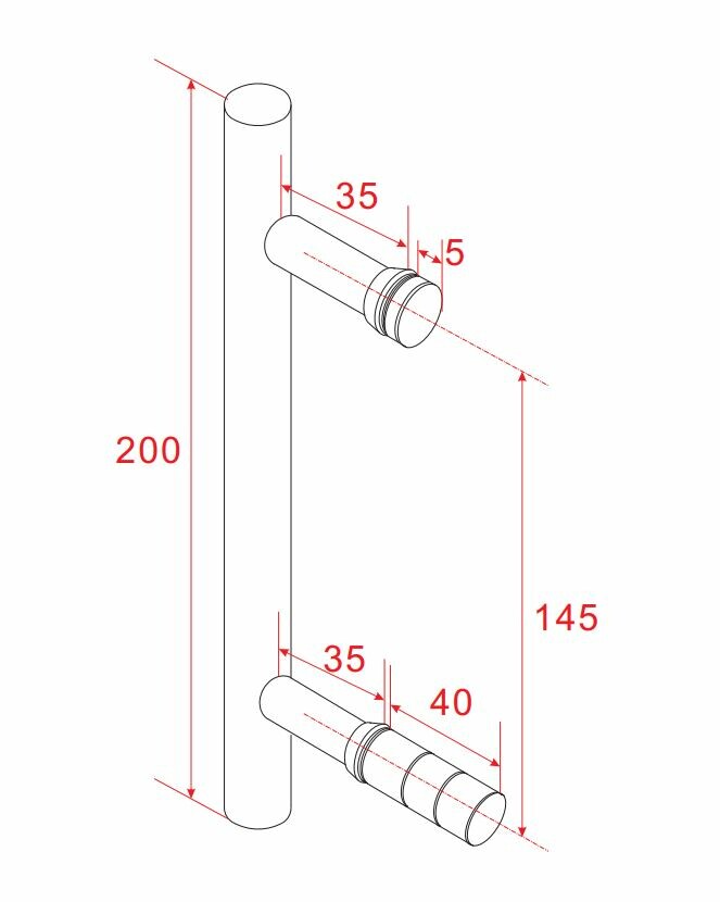 Deurgreep type 1 20 cm chroom