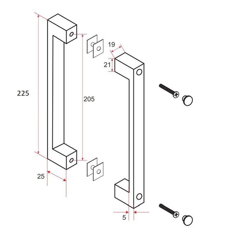 Deurgreep type 5 22,5 cm mat zwart