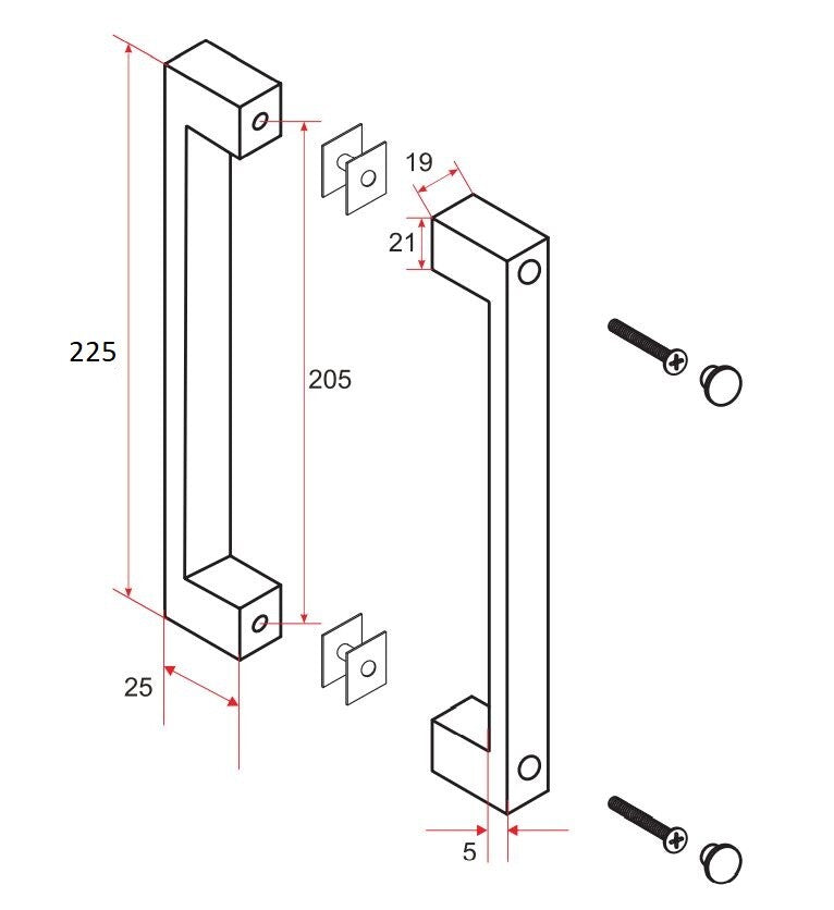Deurgreep type 6 22,5 cm chroom