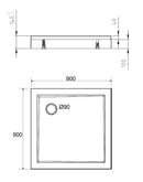 Douchebak vierkant 90 x 90 x 4 cm acryl glans wit