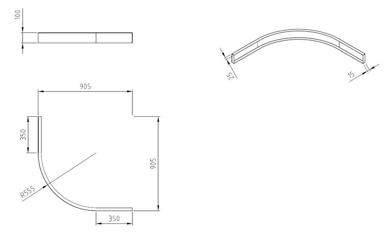 Voorzetpaneel met poten voor douchebak kwartrond 90 x 90 x 4 cm glans wit