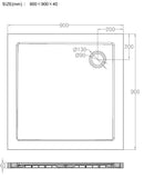 luxe douchebak SMC vierkant 900x900x40 wit