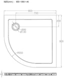 luxe douchebak SMC 1/4 rond 900x900x40 inbouw wit