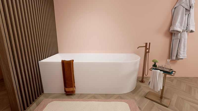 Zenn hoekbad links 180 x 80 cm acryl mat wit met waste mat wit