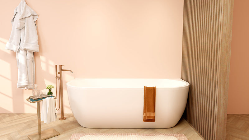 Zenn half vrijstaand ligbad 180 x 80 cm acryl mat wit met waste mat wit