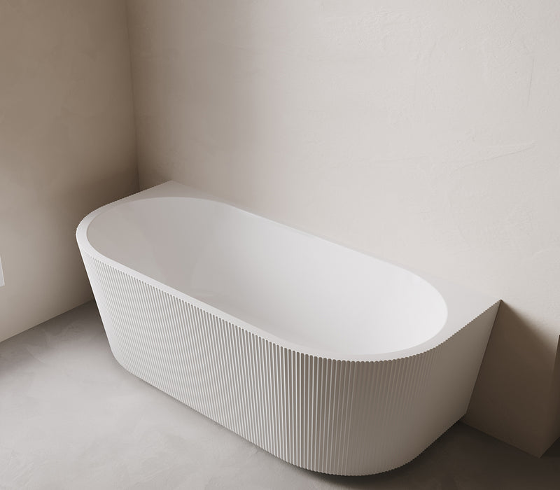 Rivi half vrijstaand ligbad 180 x 80 cm acryl mat wit met waste mat wit