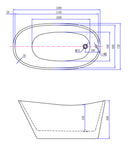 Trapeze vrijstaand ligbad 150 x 72 cm acryl glans wit met waste glans wit
