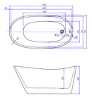 Trapeze vrijstaand ligbad 170 x 77 cm acryl glans wit met waste glans wit