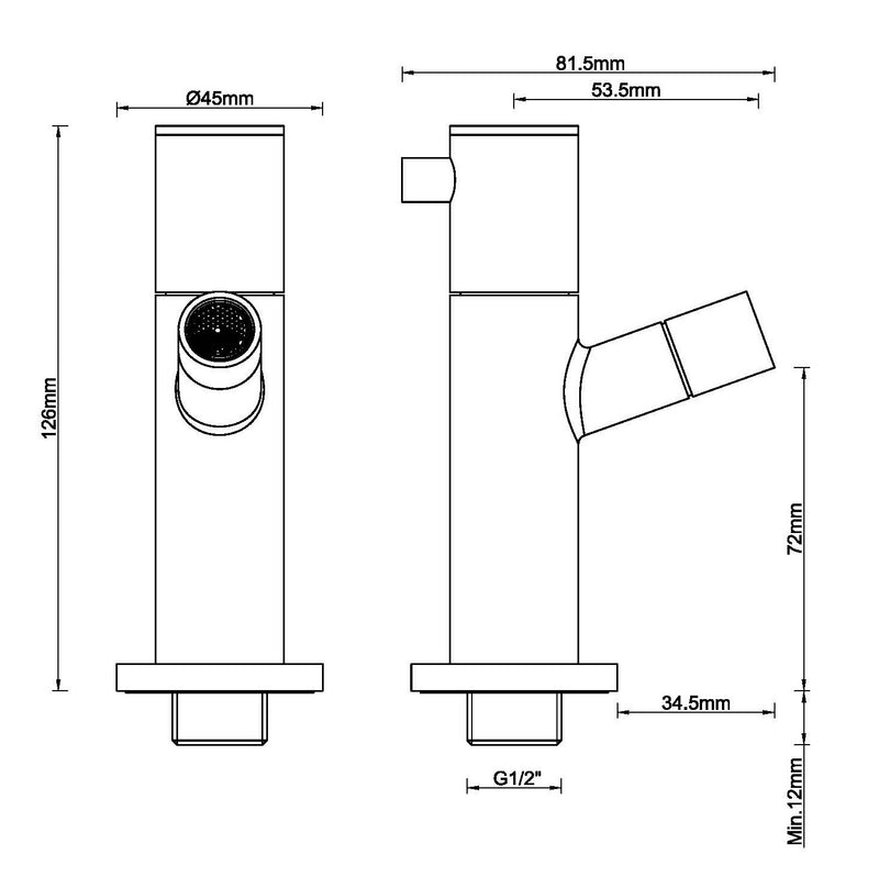 Amador fonteinkraan met muurbevestiging Kiwa 1/2'' mat zwart