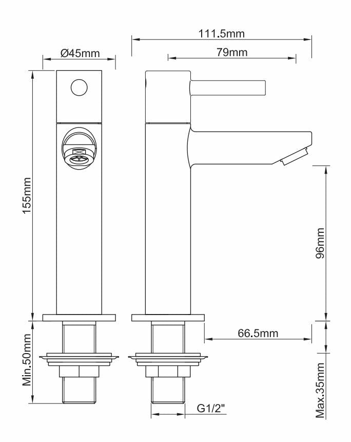 Caral Amador fonteinkraan XL Kiwa 1/2'' geborsteld messing PVD