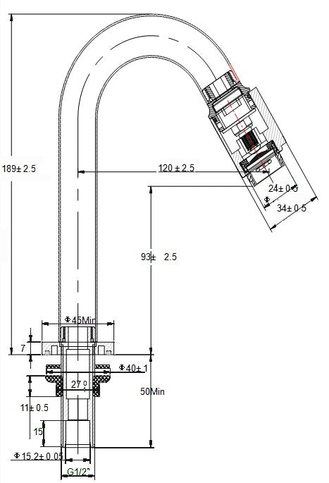 Caral Victoria fonteinkraan 1/2'' mat zwart