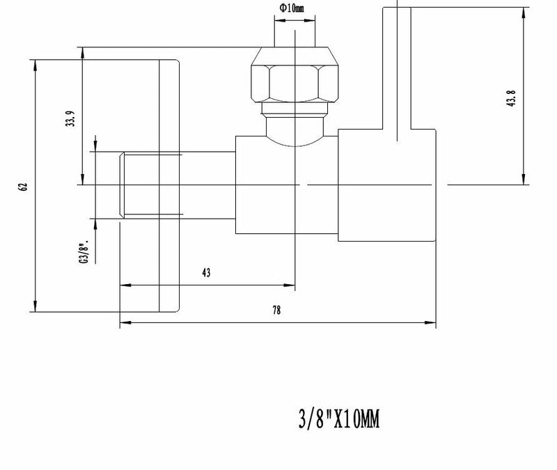Minimal hoekstopkraan 3/8" x 3/8" of knel 10 mm geborsteld staal PVD