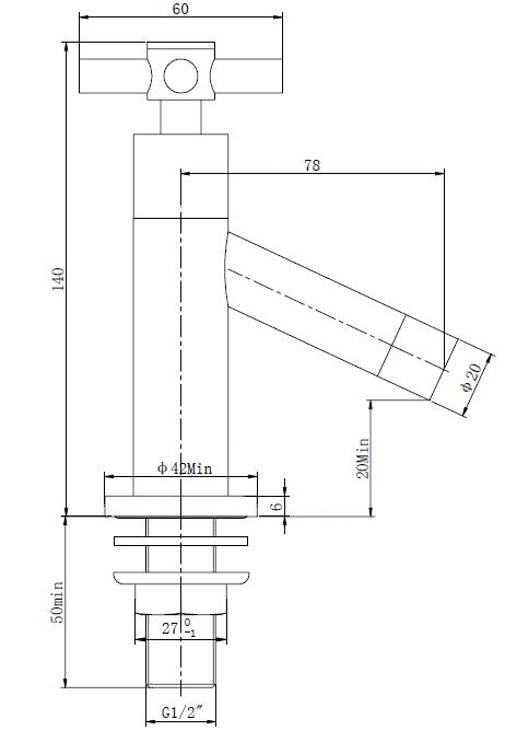 Brizo fonteinkraan Kiwa 1/2" chroom
