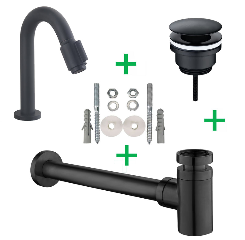 Caral Victoria fonteinkraanset mat zwart