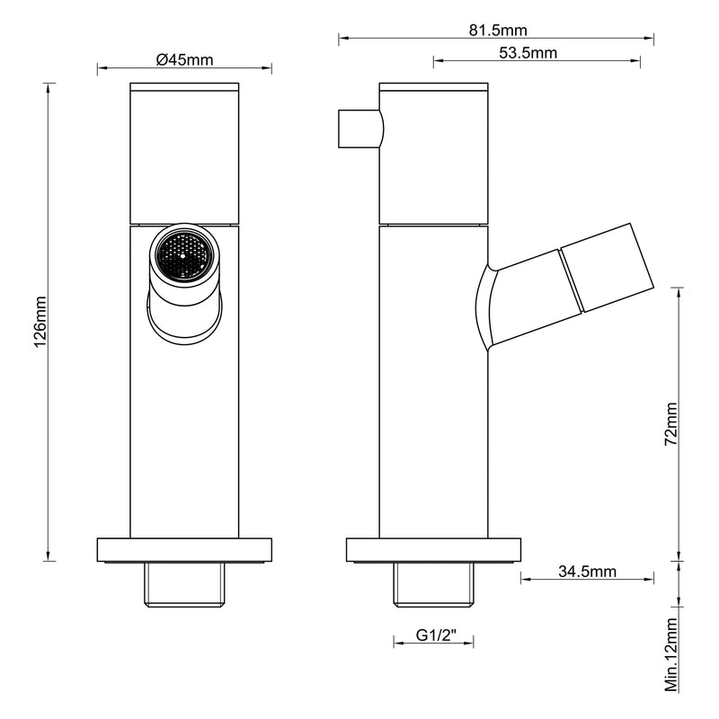 Amador fonteinkraan met muurbevestiging Kiwa 1/2'' geborsteld brons koper PVD