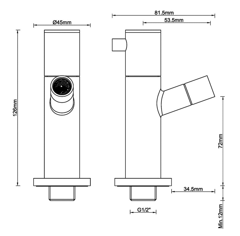 Amador fonteinkraan met muurbevestiging Kiwa 1/2'' gunmetal PVD