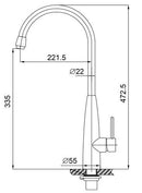 Clark keukenkraan met hooggebogen uitloop RVS