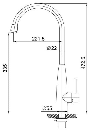 Clark keukenkraan met hooggebogen uitloop RVS