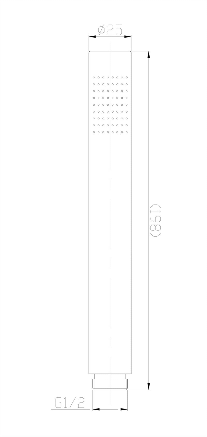 304 staafhanddouche 1 stand rond geborsteld RVS