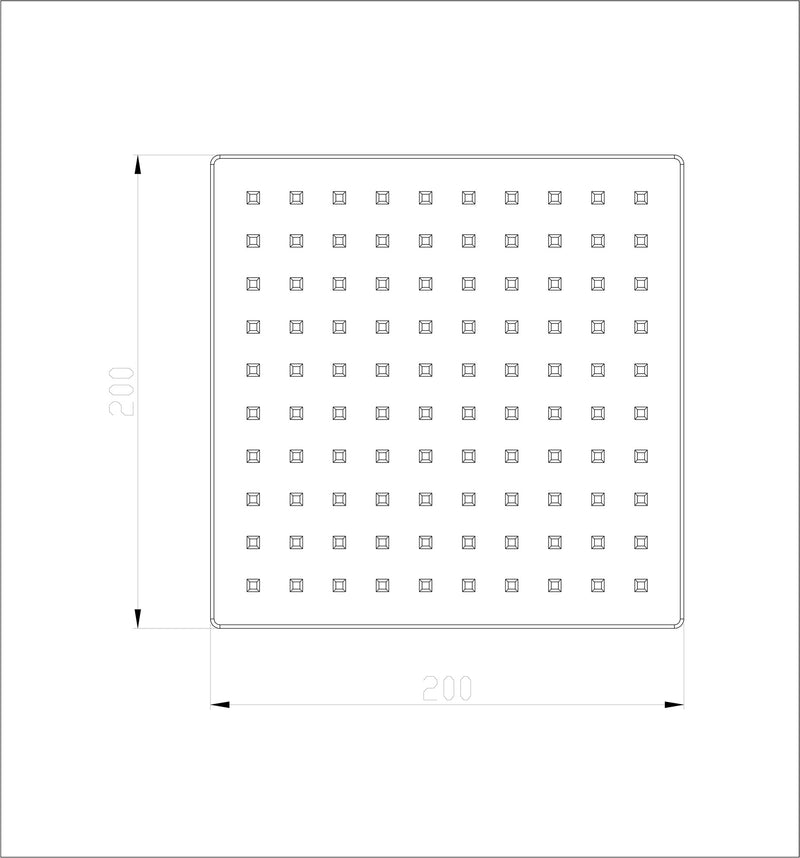 304 hoofddouche vierkant 20 cm geborsteld RVS