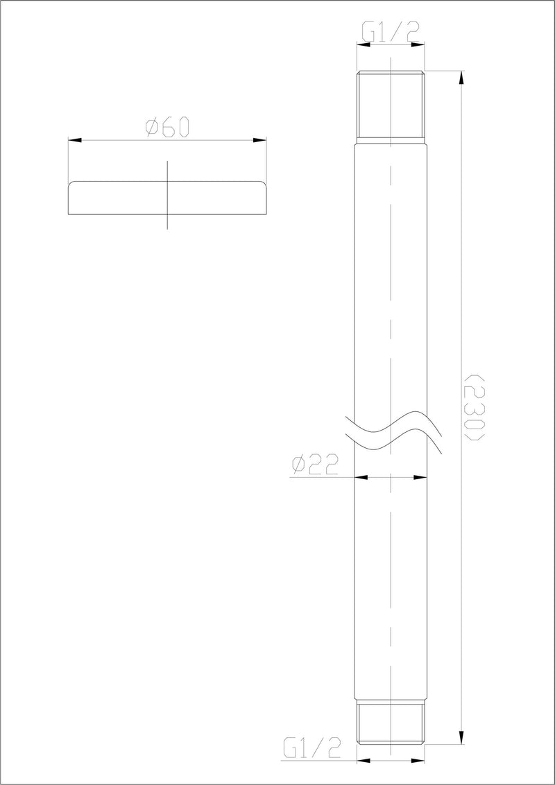 304 douchearm met plafondbevestiging rond 20 cm geborsteld RVS