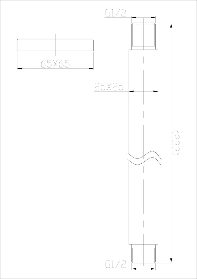 304 douchearm met plafondbevestiging vierkant 20 cm geborsteld RVS