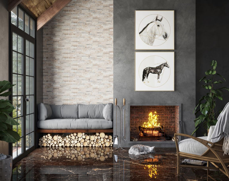 Wandtegel Farilya Gri 25x45 cm Rechthoek – Porselein Mat Interlocking – Steenlook Grijstint