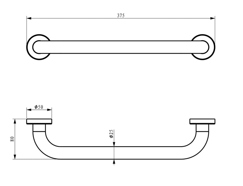 Domo badgreep recht 37,5 cm chroom