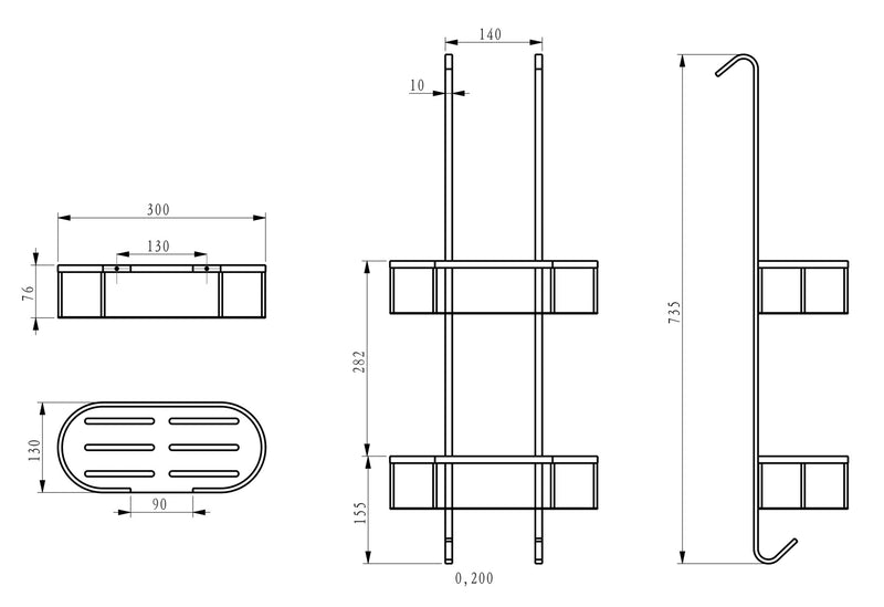 Style doucherekje hangend mat zwart