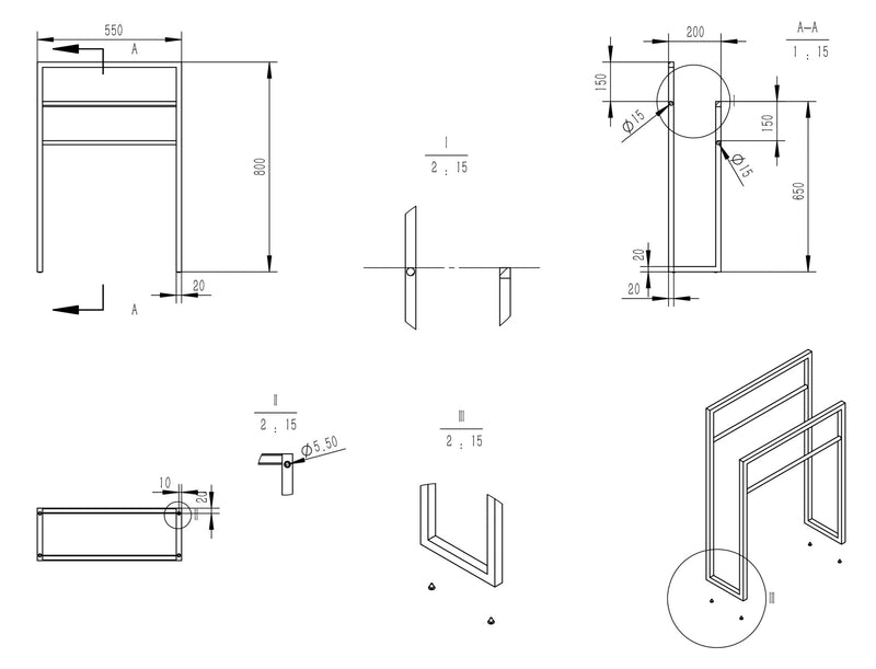 Liber vrijstaand handdoekrek 55 x 80 cm mat zwart
