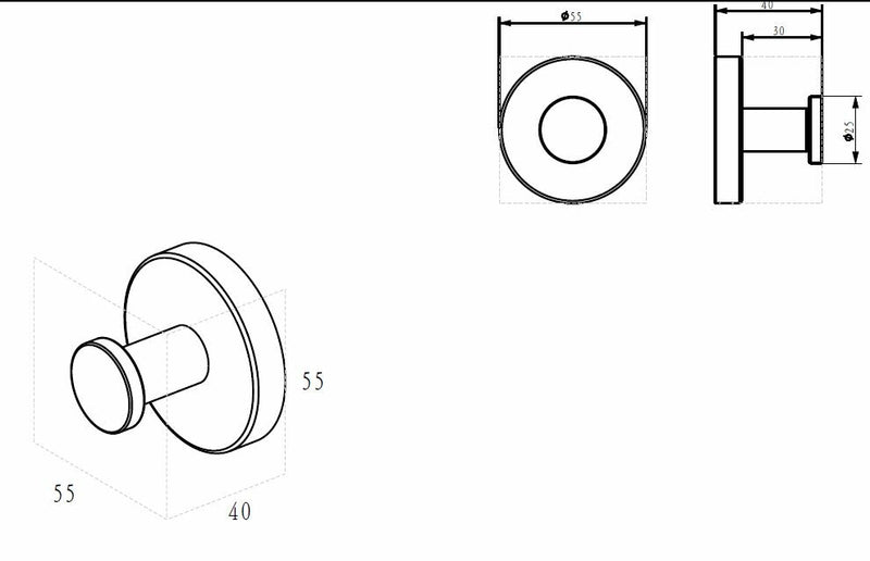 Alonzo handdoekhaak groot geborsteld brons koper PVD