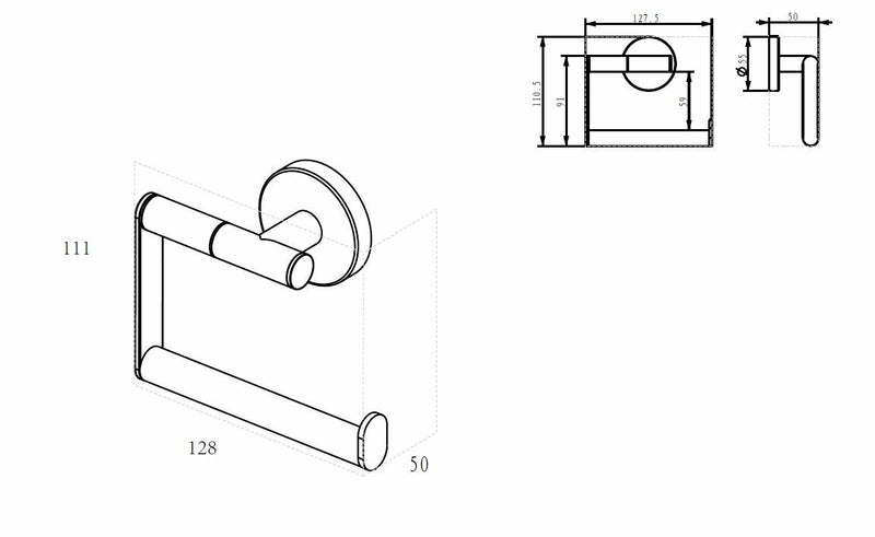 Alonzo toiletrolhouder zonder klep mat zwart