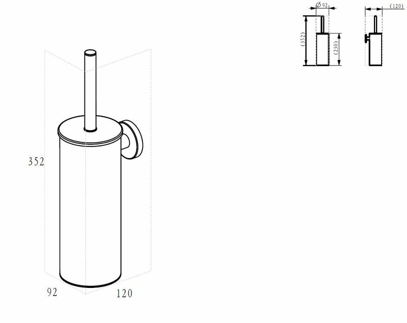 Alonzo toiletborstel met houder geborsteld brons koper PVD