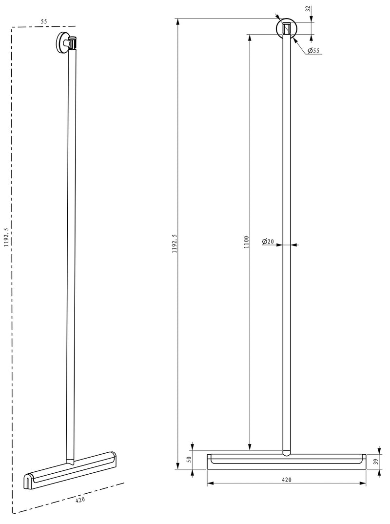 Alonzo vloerwisser met ophanghaak mat zwart