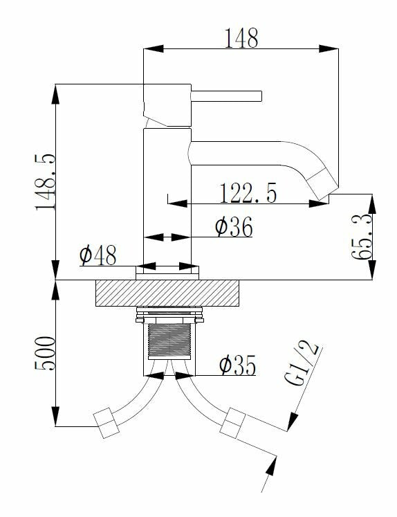 Style wastafelkraan geborsteld staal PVD
