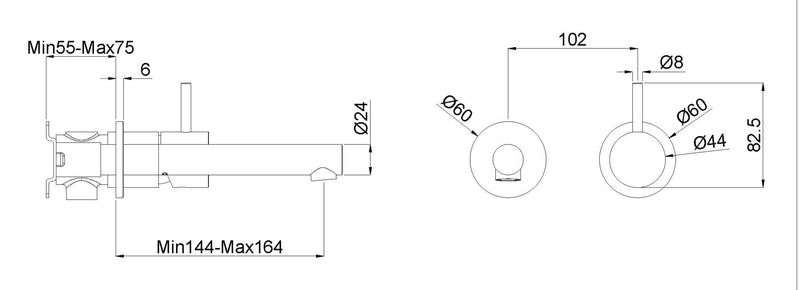 Style wastafelkraan inbouw geborsteld messing PVD