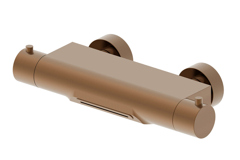 Style thermostatische badmengkraan waterval cooltouch geborsteld brons koper PVD