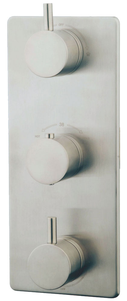 Caral afbouwdeel inbouwthermostaat 3 weg geborsteld staal