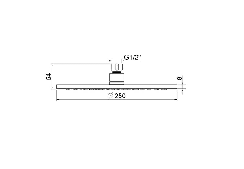 UniMatch hoofddouche rond 25 x 0,8 cm geborsteld brons koper PVD