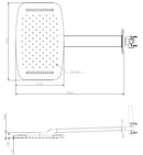 Waterval hoofddouche met doucheram 40 x 25 cm geborsteld staal PVD
