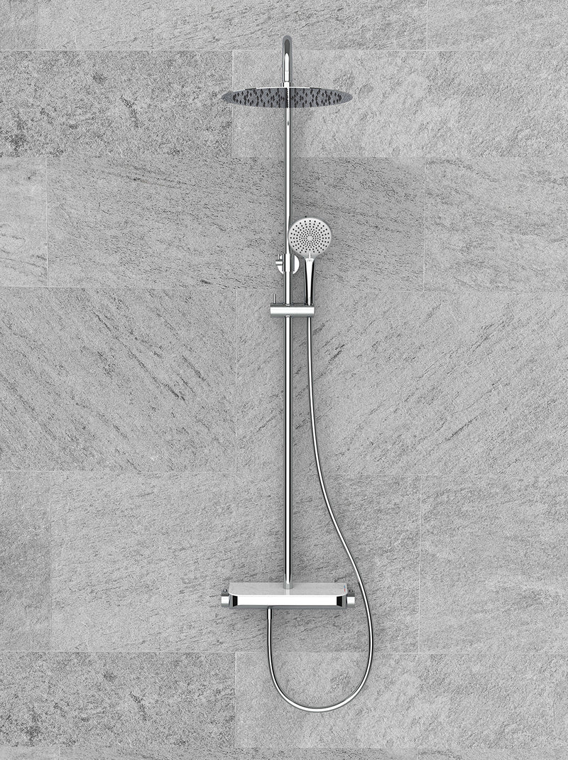 Tondell thermostatische regendoucheset opbouw met planchet chroom