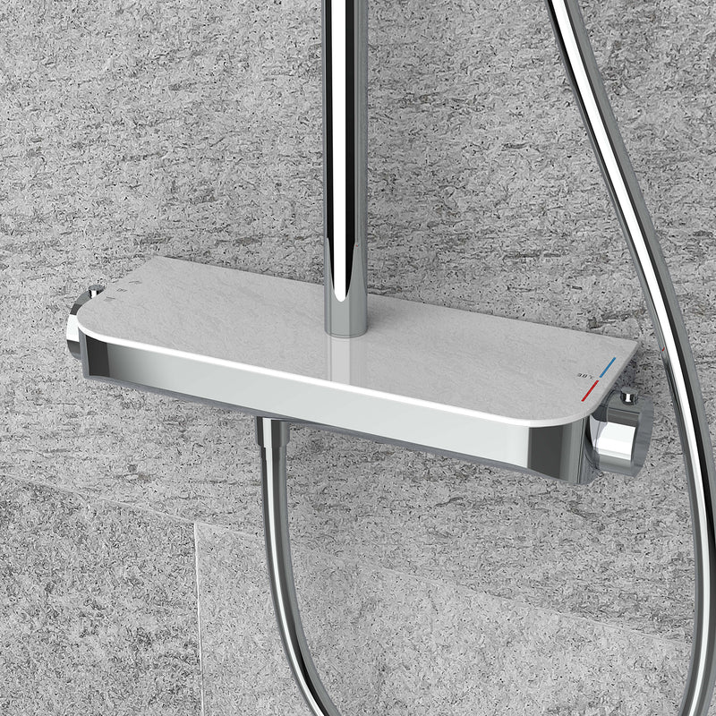 Tondell thermostatische regendoucheset opbouw met planchet chroom