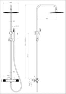 Ribbd thermostatische regendoucheset opbouw gunmetal PVD