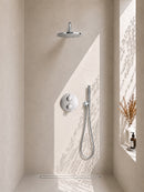 Caral inbouwthermostaat 2 weg rond compleet met hoofddouche 30 cm en staafhanddouche chroom