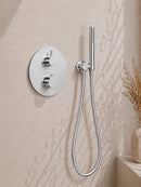 Caral inbouwthermostaat 2 weg rond compleet met hoofddouche 30 cm en staafhanddouche chroom