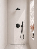 Caral inbouwthermostaat 2 weg rond compleet met hoofddouche 25 cm en staafhanddouche mat zwart