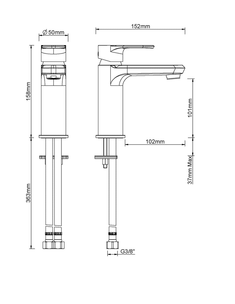 Trop wastafelkraan chroom