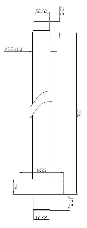 UniMatch douchearm met plafondbevestiging 20 cm chroom